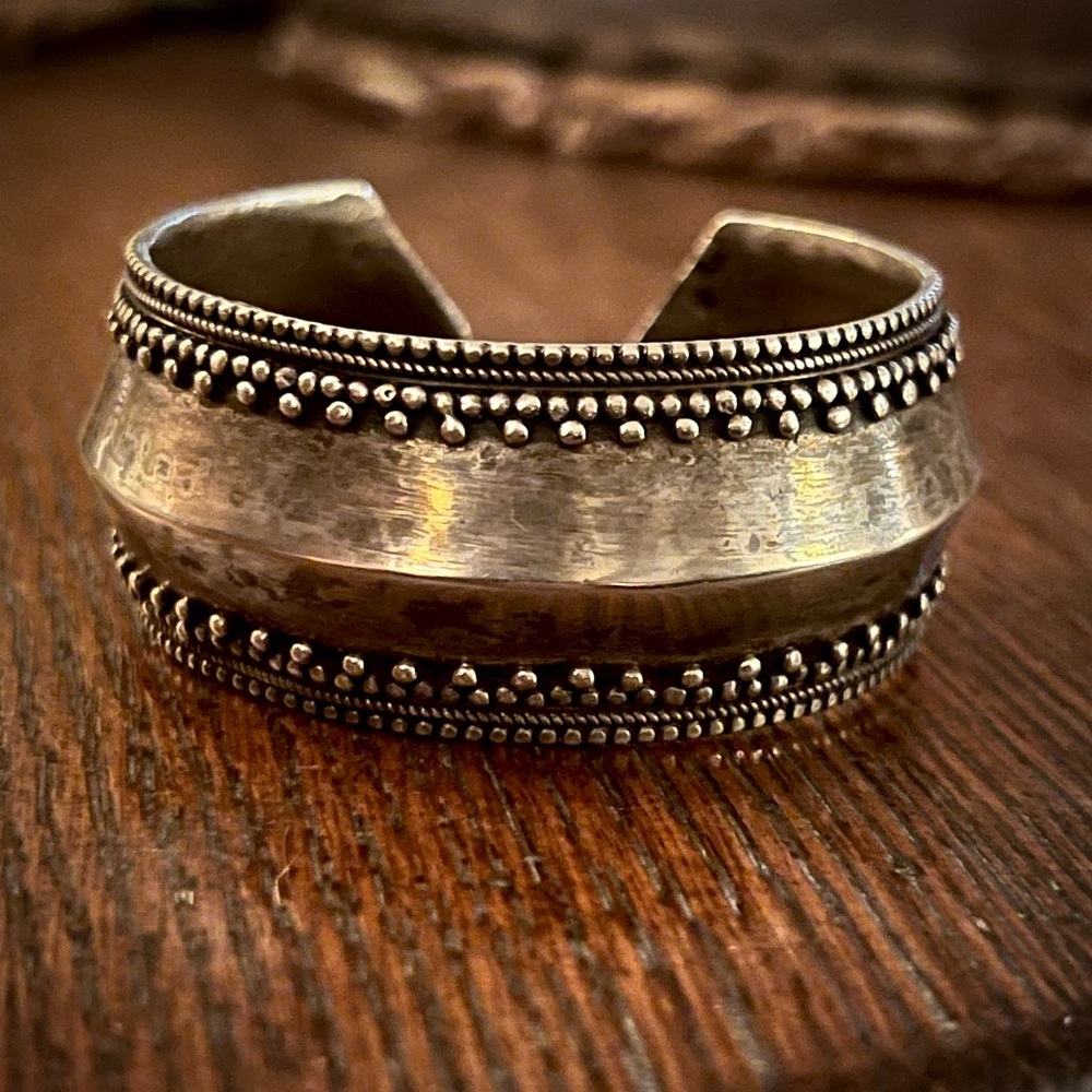 Sterling Silver Textured Dot Cuff Bracelet - Women's Silver Bracelet